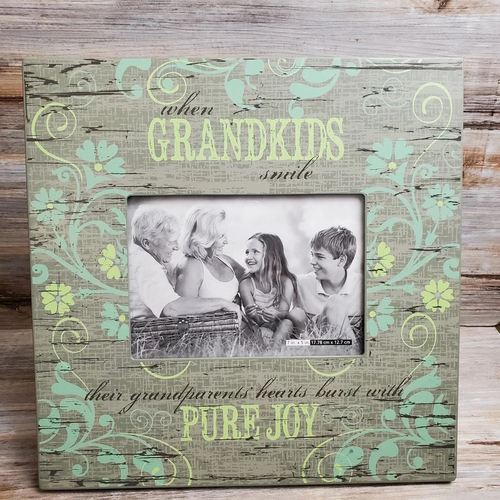Schurman Retail Group Grandkids Pure Joy 5x7 Wood Picture Frame Sage Green Flrl